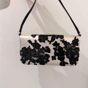 Renaud Pellegrino Black and Cream Floral Clutch